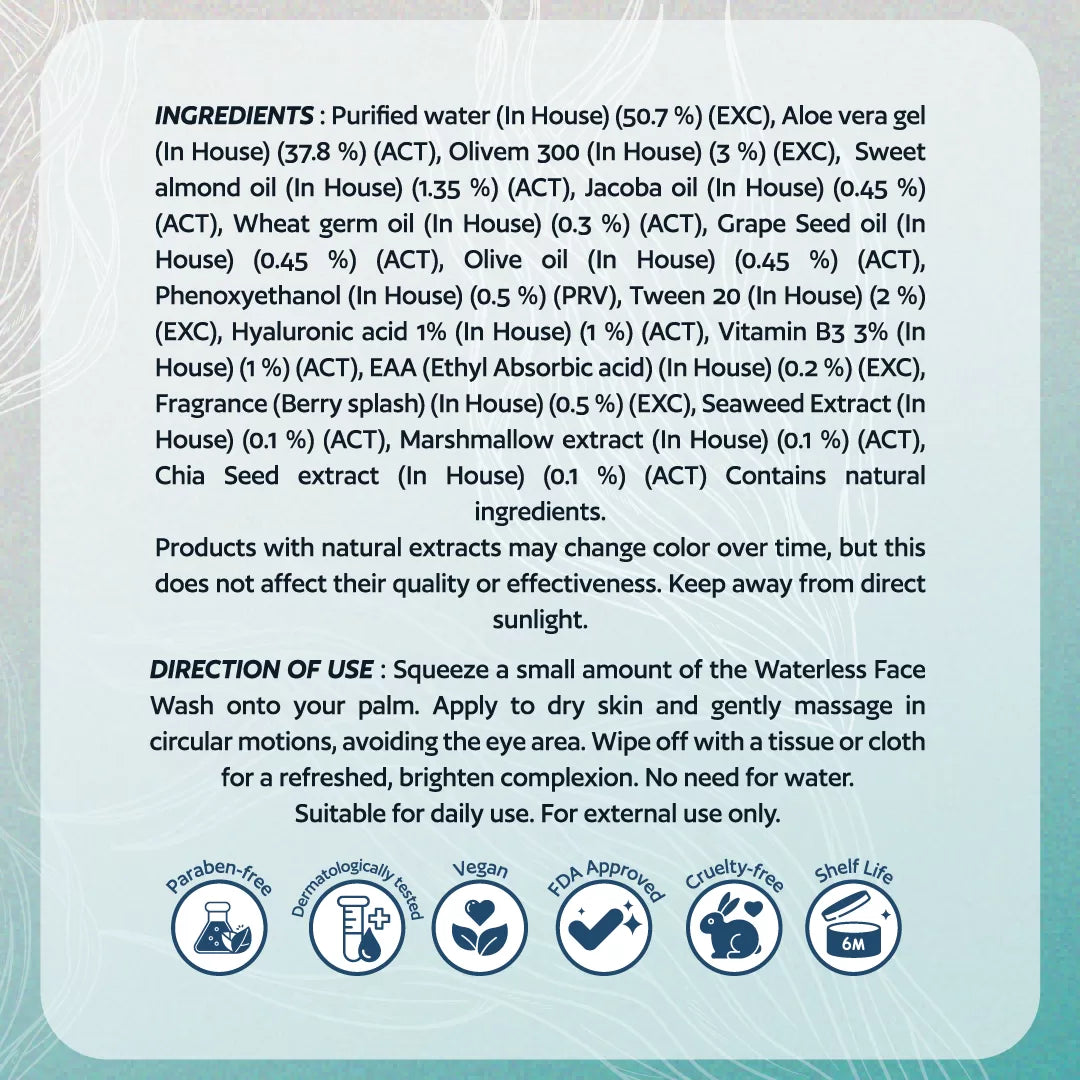 seaweed and marshmallow water less face wash ingredients