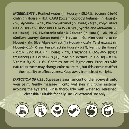 green tea tulsi face wash ingredients
