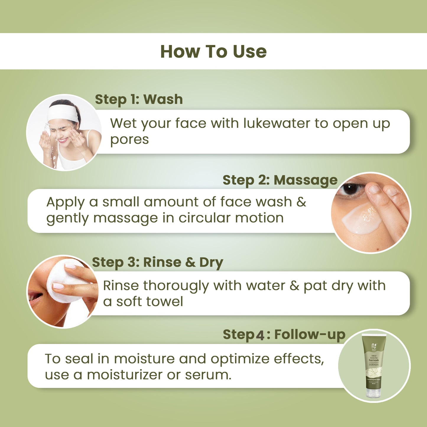 how to use tulsi and green tea face wash