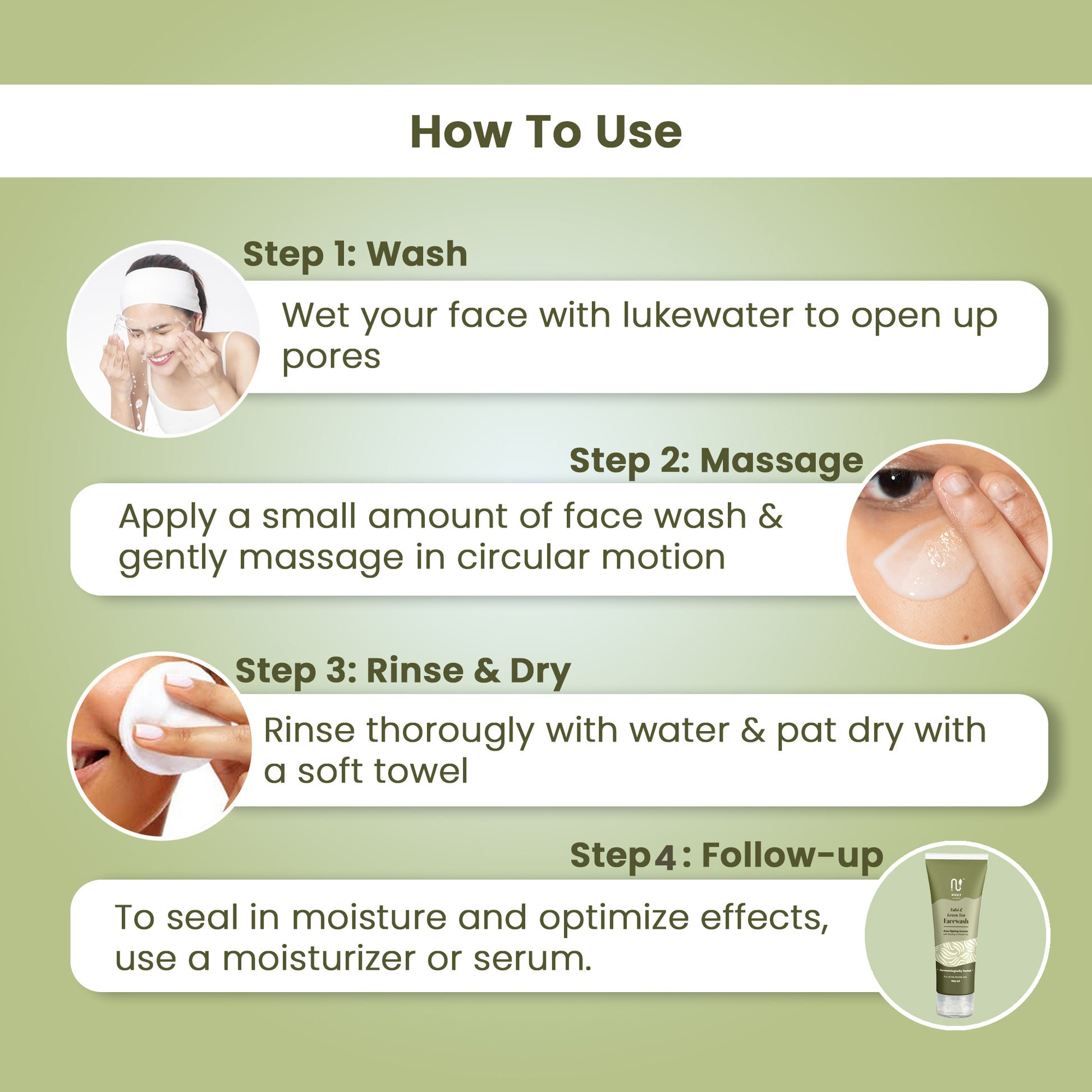 how to use tulsi and green tea face wash