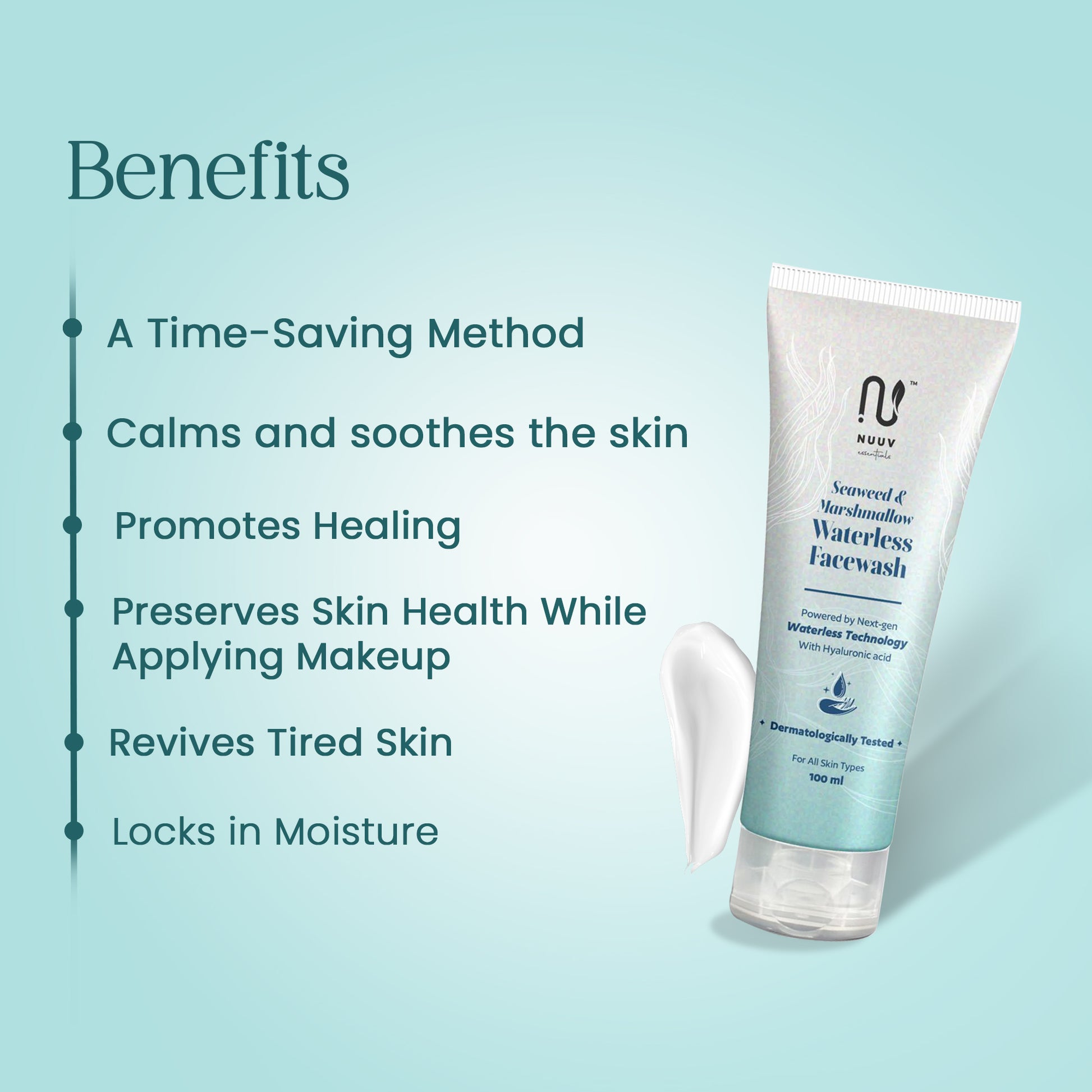 seaweed and marshmallow water less face wash benefits