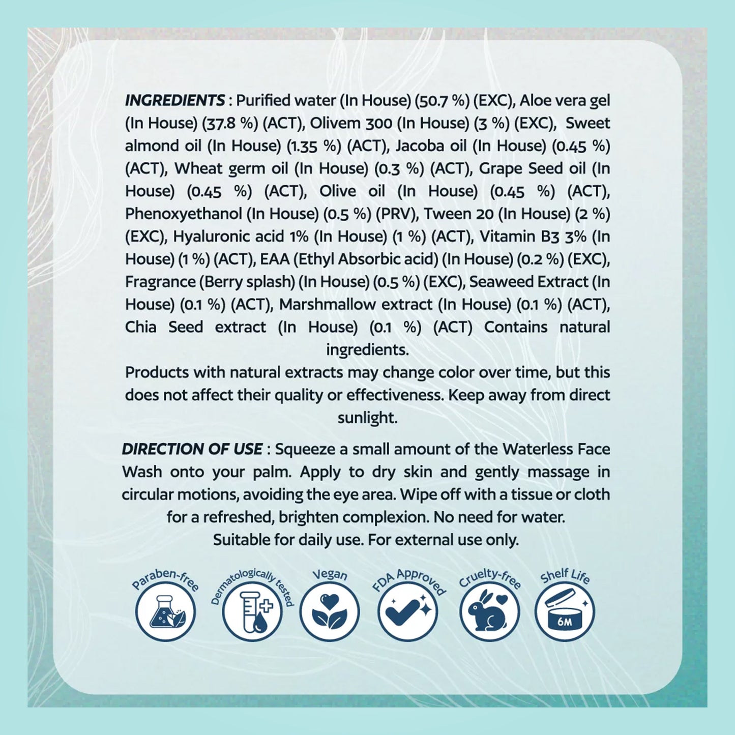 seaweed and marshmallow waterless face wash benefits